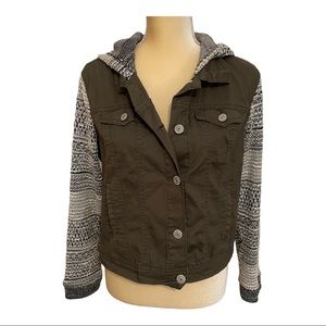 Wallflower‎ Denim Green Jacket with Hood Size XL